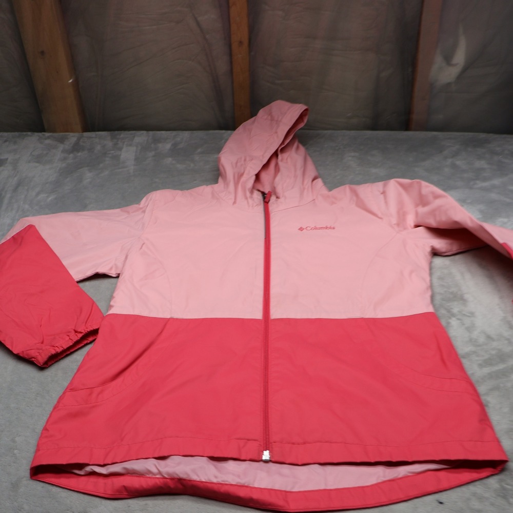 Columbia Jacket Girls XL Pink Fleece Lined‎ Full Zip Lightweight Windbreaker